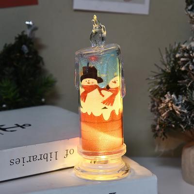 1pc 18cm Christmas Candle Light Electronic Candle Atmosphere Ornament Simulation Candle Santa Claus Snowman Light Festival Decor