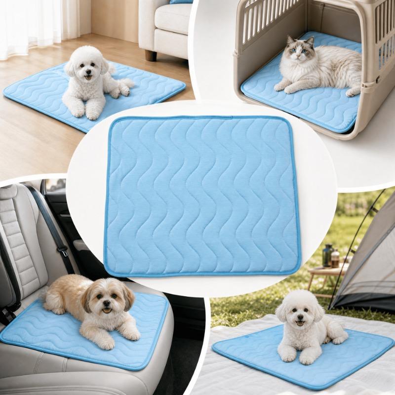 Ice Silk Pets Cooling Mat Summer Cool Dogs Cats Sleeping Pad Breathable Anti-slip Puppy Cushion for Floor Cage Sofa Car Travel