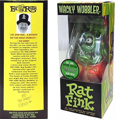FUNKO Wacky Wobbler RAT FINK (Metallic Green) Rat Fink Bobbing Head Figure Rat Fink RF Merchandise