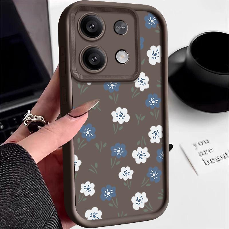 Blue White Flowers TPU Case For Xiaomi Redmi Note 13 14 Pro Plus 12 13 14 5G 13C Poco X6 X5 M6 F6 14T 13T Pro Soft Phone Cover