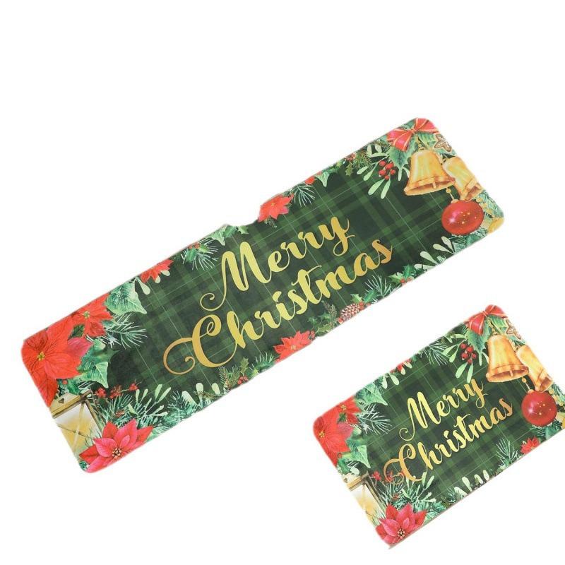 American Christmas Mat Holiday Decoration Mat Kitchen Non-slip Easy Care Crystal Velvet Mat