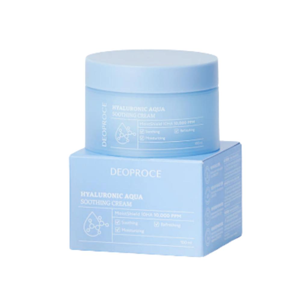 Deoproce Hyaluronic Aqua Soothing Cream 100ml - Deep Hydration & Cooling Relief for Dehydrated Skin