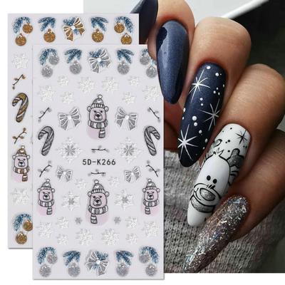 1 Blatt Weihnachtsaufkleber, feine Nail-Art-Verarbeitung, Schneeflocken-Bogenmuster, Nail-Art-Dekoration