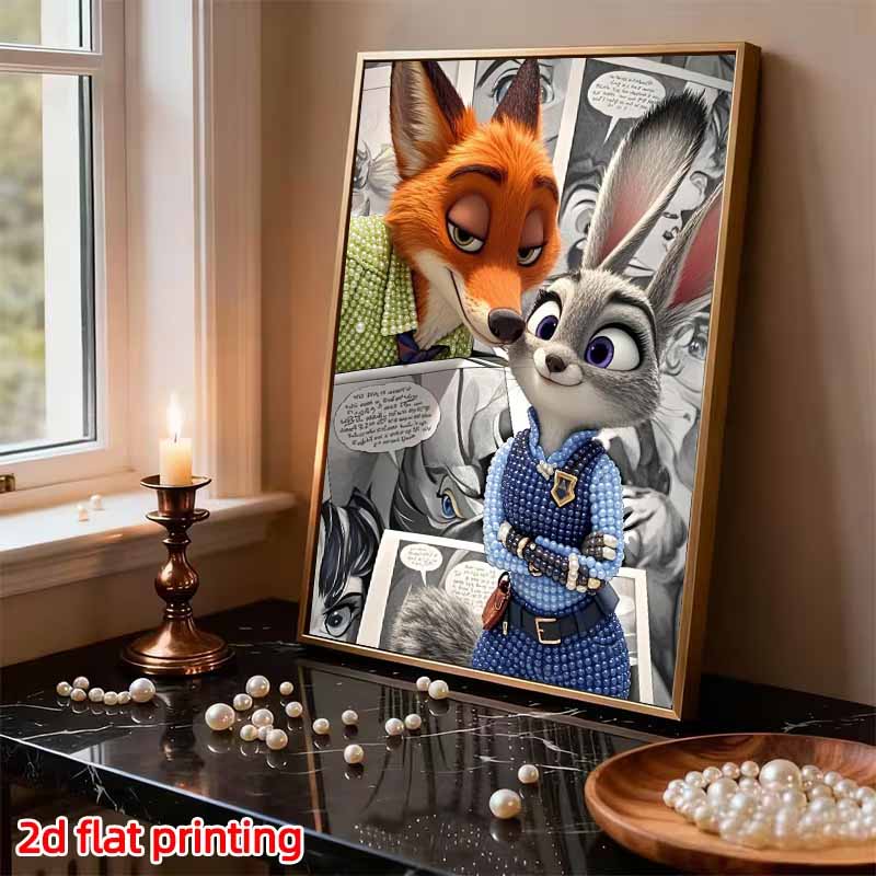 Disney Pearl Art DIY Nick  Judy Creative Pearl Style Artwork Pearl Gemstone Painting for Home Wall Decor Crafts