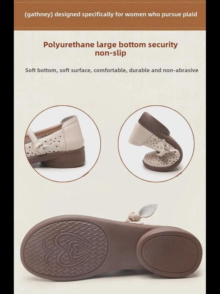 Summer Leather Sandals: Breathable, Non-Slip Soft Sole for Middle-Aged and Elderly Women