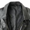 Sheep Leather Hidden Button Lambskin Coat Outerwear/Men’s L/Black/Full Zip Rider Style(USED)