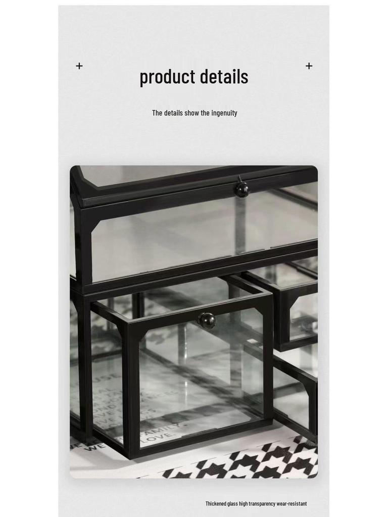 Luxury Glass Cosmetic Organizer - Dustproof Storage for Skincare, Lipsticks, and Masks