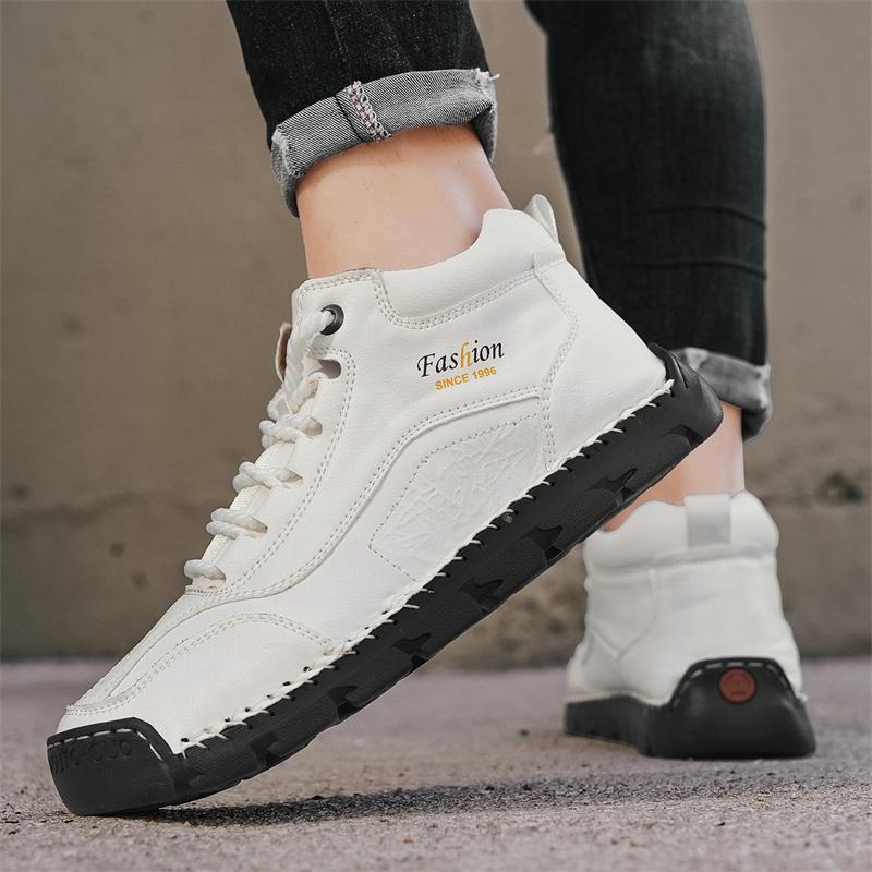 Wiosna / Jesień Męskie Trampki Casualowe za Kostkę Ręcznie Robione Skórzane Buty Plus Size 39-48 Męskie Buty Casualowe