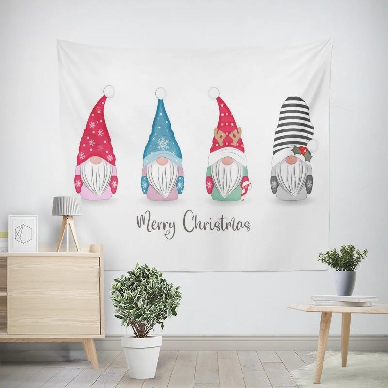 Weihnachten Neujahr Rentierschlitten Muster Wandteppich Wohnzimmer Sofa Auto Innenraum Dekowandteppich