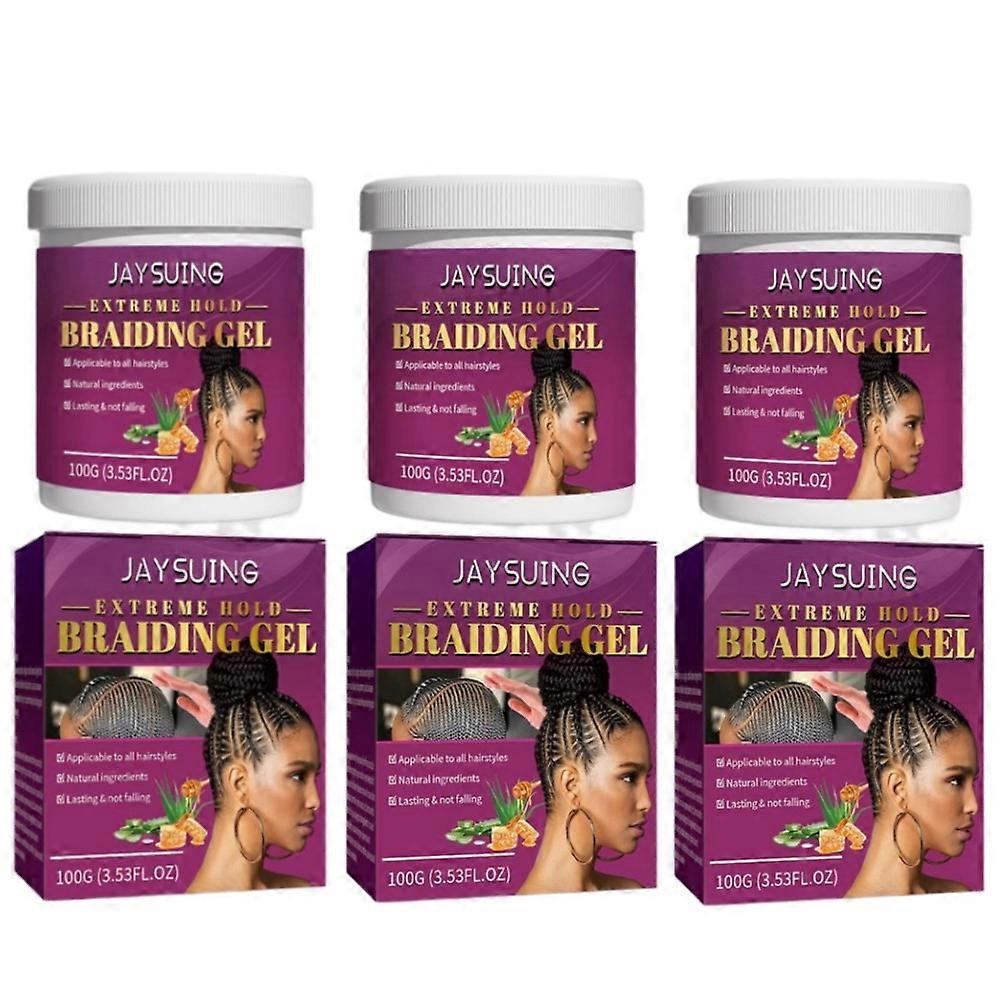 3X 100g Hold Styling Braiding Gel Natural Ingredients Hair Shaping Cream Edge Control Lasting Long Portable for All Hairstyles