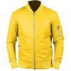 Echtes Leder Handgefertigt Lammfell Weich Herrenjacke Gelb Stilvoll Echtes Lammfell