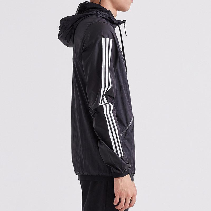 Adidas Neo Xield Pkbl Striped Hooded Casual Windbreaker Comfortable Long Sleeve Jacket Men jackets Black DM4333