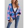Women S V Neck Lantern Sleeve Loose Knit Cardigan Sweater Autumn Winter