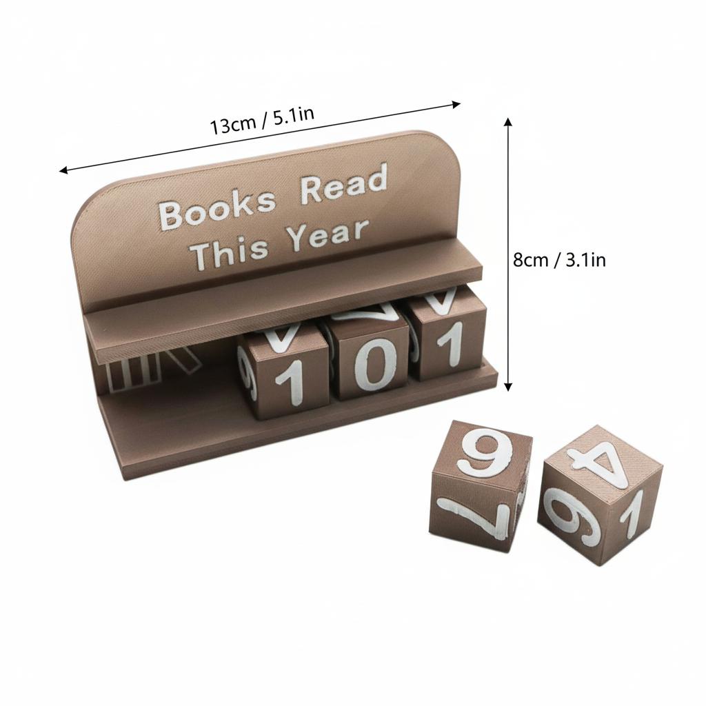 

Read This Year Book Counter Decor 3D Printed Reading Tracker with Clear Text and Numbers for Desk Office Bookshelf Decoration