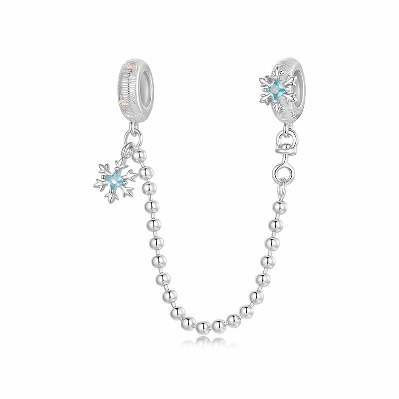 WOSTU 925 Silver Love Heart Silicone Safety Chain Butterfly Angel Wing Link Charm Fir Original Bracelet DIY Jewelry