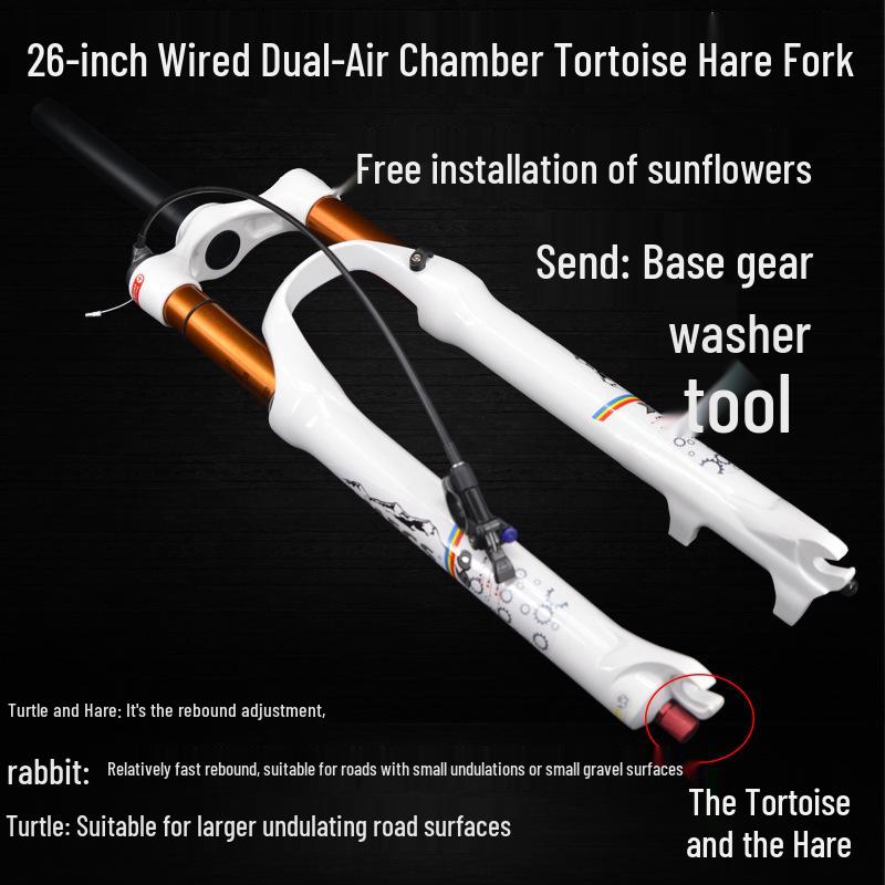Dual Air Chamber Mountain Bike Fork - 26/27.5/29 Inch, Adjustable Damping, Magnesium Alloy