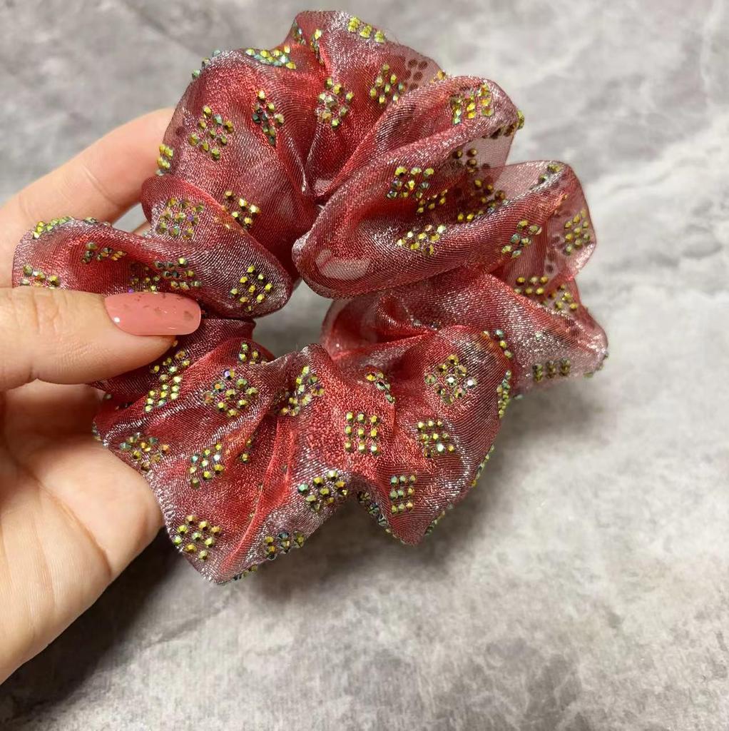 Elegant Mesh Hair Tie with Sparkling Rhinestones, High-End Luxury Hair Accessory for Women, 2025 Style
