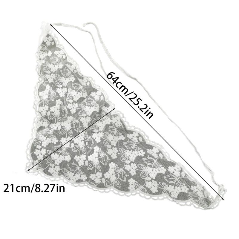 Women Sunproof Lace Triangle Kerchiefs Lightweight Summer Tie Back Kerchiefs