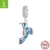 925 Silver Beads Creative Blue-Green Bird Butterfly Insect Spring Series Diy Beaded Bracelet Accessories