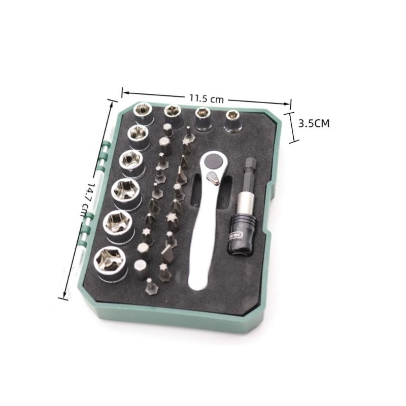 32 In 1 Magnetic Screwdriver Set With 72 Teeth Reversible Mechanism And 190 Degree Angled For Tight Areas