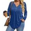 Womens Plus Size Long Sleeve Shirts  V Neck Tunic Tops Basic Loose Fit Tee Tops