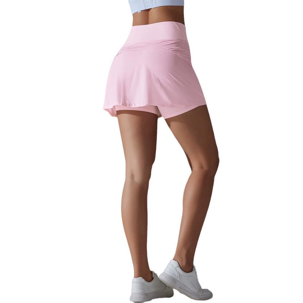 Yoga Skirt Badminton Tennis Skirt High Waist Breathable Sweat Skirt Quick Dry Elasticity Double Layer Yoga Skirt Inside Legging