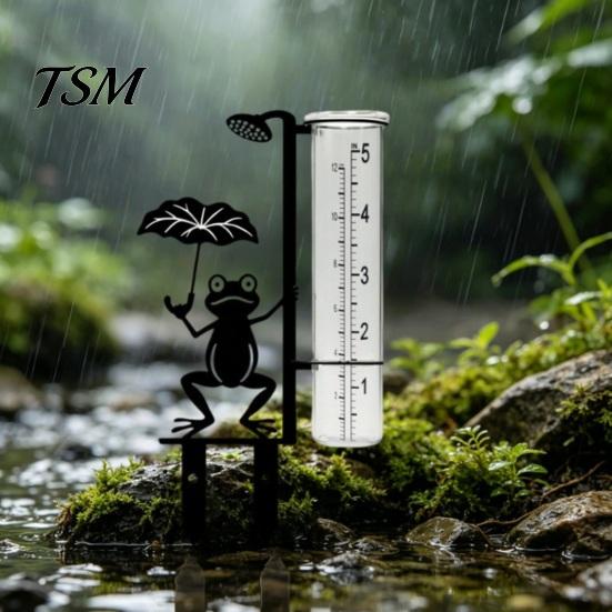 Garden Frog Rain Gauge Gauge, Metal Holding Umbrella Stake, Accurate Collector Decorative Measurement for Outdoor Yard Lawn Decor Ornament