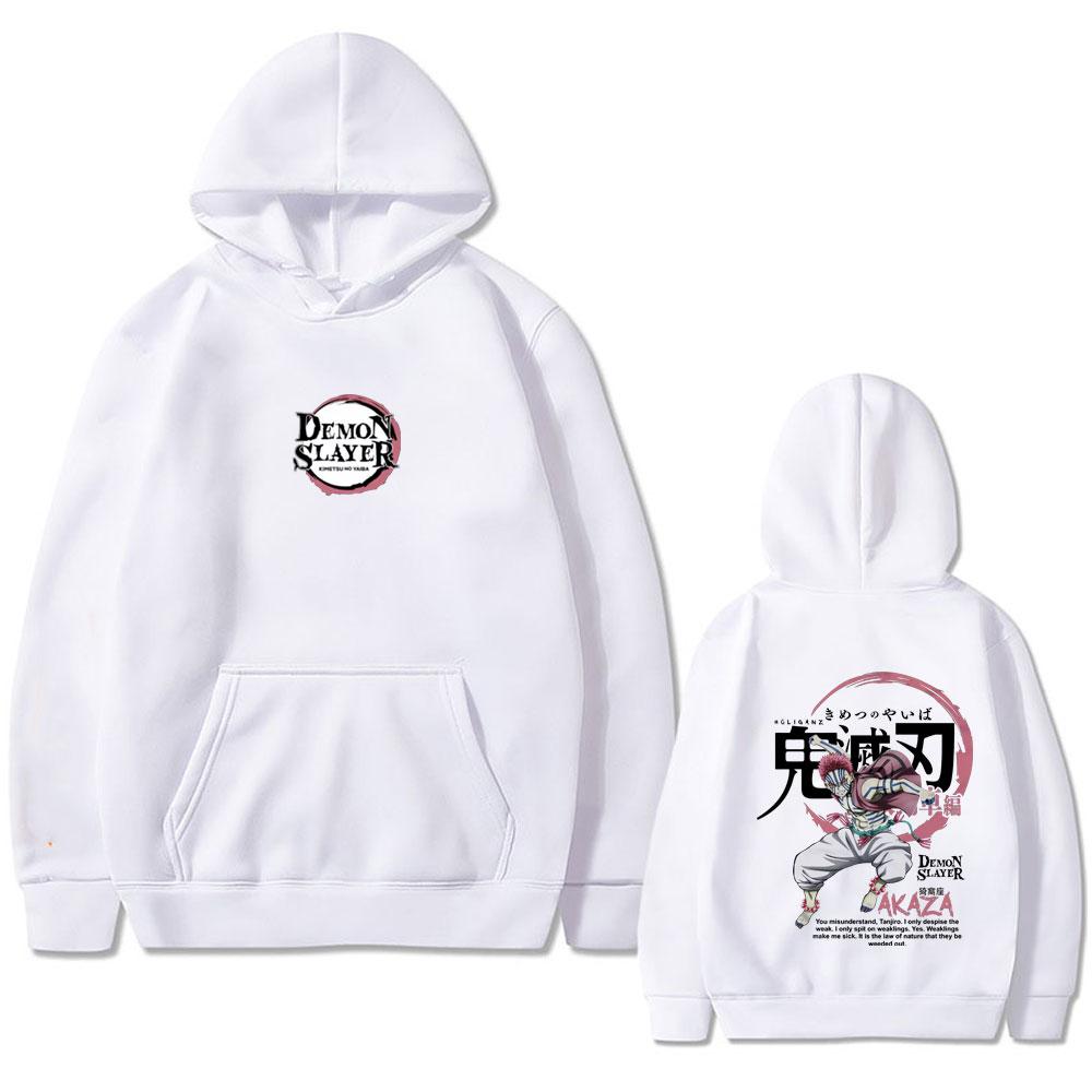 Anime Demon Slayer Akaza Hoodie Men Women Casual Fleece Oversized Pullover Hoodies Men's Fashion Long Sleeve Sweatshirt