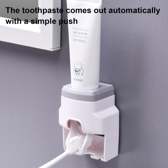Automatic Toothpaste Dispenser Set Easy To Install Wall-Mounted Toothpaste Squeezer with Toothbrush Holder Bathroom Accessories