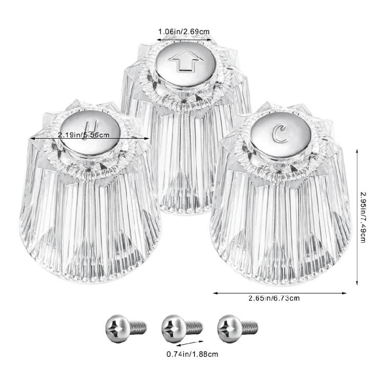 2/3Pcs Hot And Cold Shower Knob Shower Faucet Handle Replacement Comfortable grip Shower Valves Knobs Bathroom Accessories