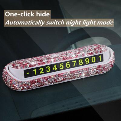 Cartelă de parcare temporară pentru mașină de lux Cutia pentru plăcuța de număr de telefon poate fi ascunsă Accesorii pentru mașină Bling Gadget pentru femei/bărbați