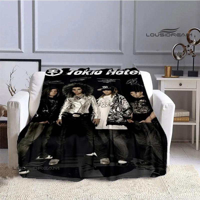 Coperta stampata retrò della band Tokio Hotel, coperta calda in flanella morbida e confortevole, biancheria da letto per casa, viaggio, regalo di compleanno