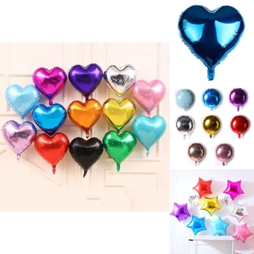 18" Colour Solid Foil Balloons Heart Star Round Shape For Wedding Party Birthday