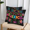 Colorful Mexican Traditional Pattern 2 Pcs Square Pillowcase Pillow Cover Cushion Zip Decorative Comfort Throw Pillow For Home