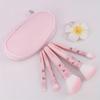5Pcs Cute Compact Makeup Brush Set With Case Premium Brush For Flawless Foundation, Blush, Eyeshadow Application Beauty Tools