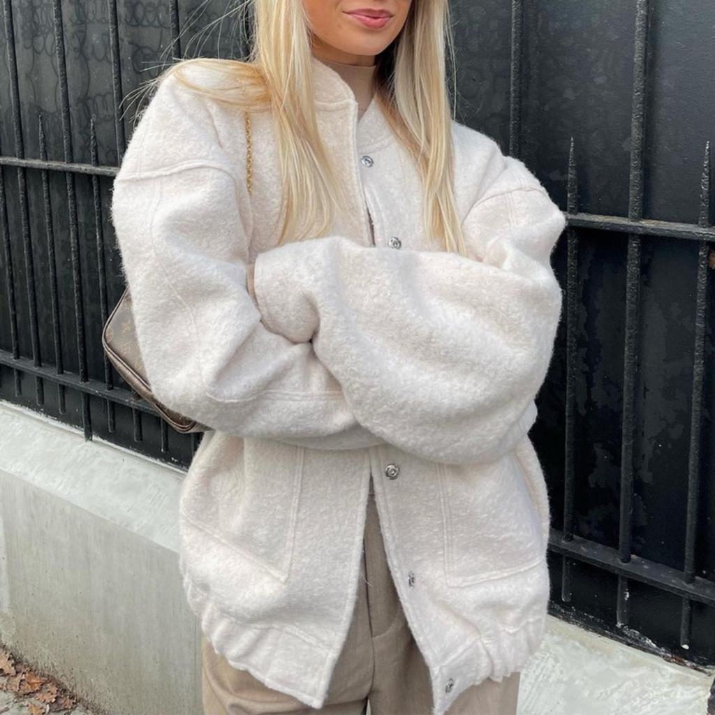 2025 New Women's Casual Color Stand Collar Single Breasted Long Sleeve Coat with Big Pockets Loose Comfortable Outerwear for Europe and America