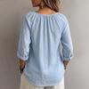 T-shirt décontracté à col en V et manches longues pour femme - Coupe ample - Pull - Haut de couleur