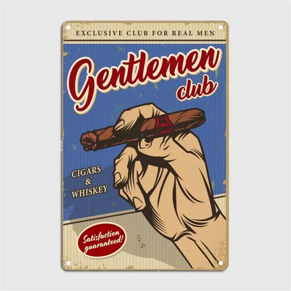 Vintage Whiskey Cigar Poster Metal Tin Sign Plaque Retro Decorative Plates For Garage Club Man Cave Bar Hotel Cafe Wall Decor