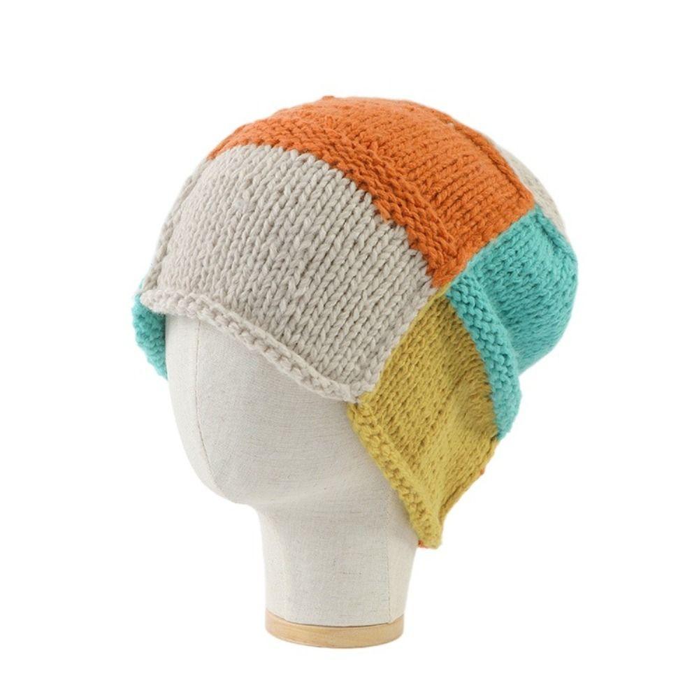 Gradient Plush Hat Handmade Knitted Hat Colorful Woolen Hat  Autumn
