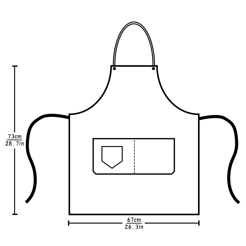 Restaurant café apron for cooking; kitchen canvas apron for ladies with 3 adjustable shoulder straps and large pockets; chef's b