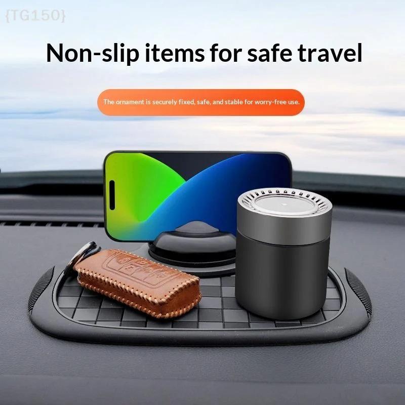 Universal Car Dashboard Mat With Hide Parking Number Plate Anti Slip 360-degree Rotation Phone Holder Interior Accessories
