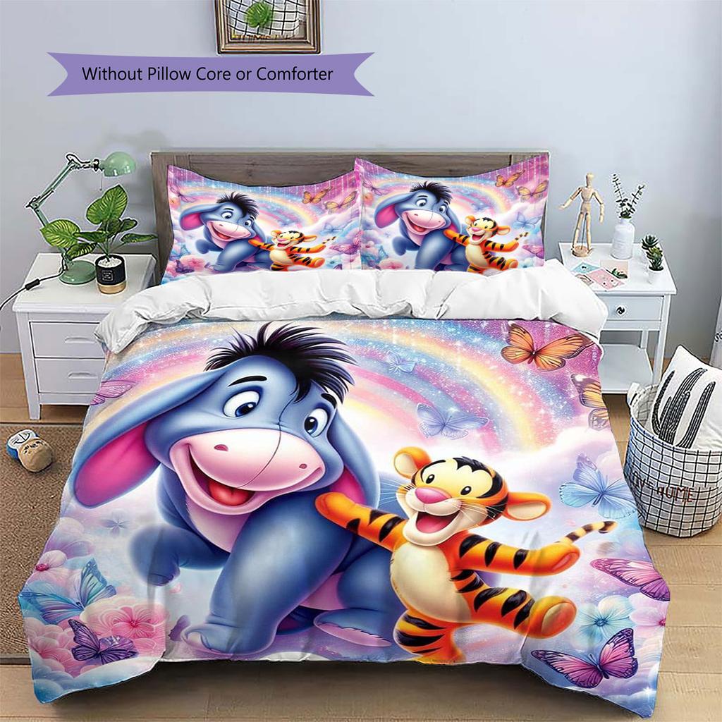 Colorful Cloud-patterned Eagle Ears and Tigger Print: Comfortable Bedding Set, Perfect for Decorating A Child's Bedroom.