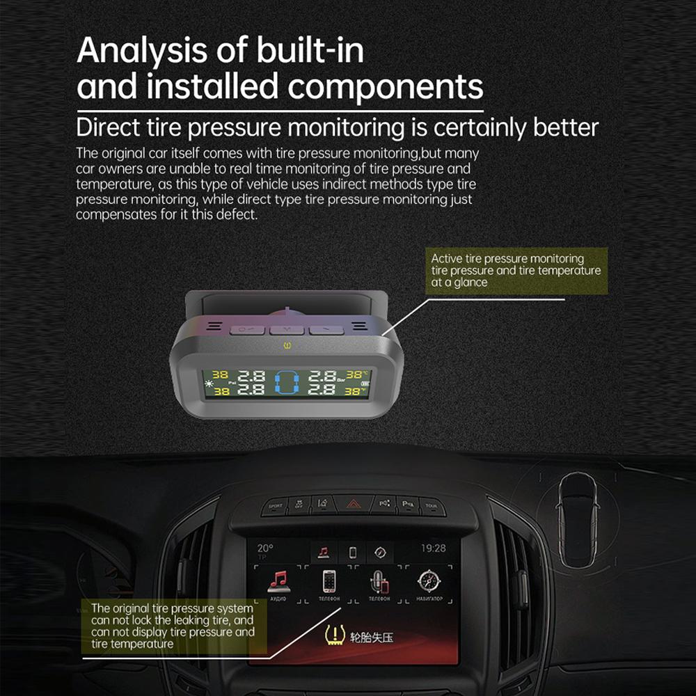2024 New Car Tire Pressure Monitoring System Tpms Sensors Onboard Diagnostic Computer Solar Usb Off Road 4 Auto Accessories