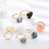 Healing Crystals Irregular Stone Rings Open Rings Natural Stone Ring for Women Girl Vintage Geometry Rings Zircon Accessories