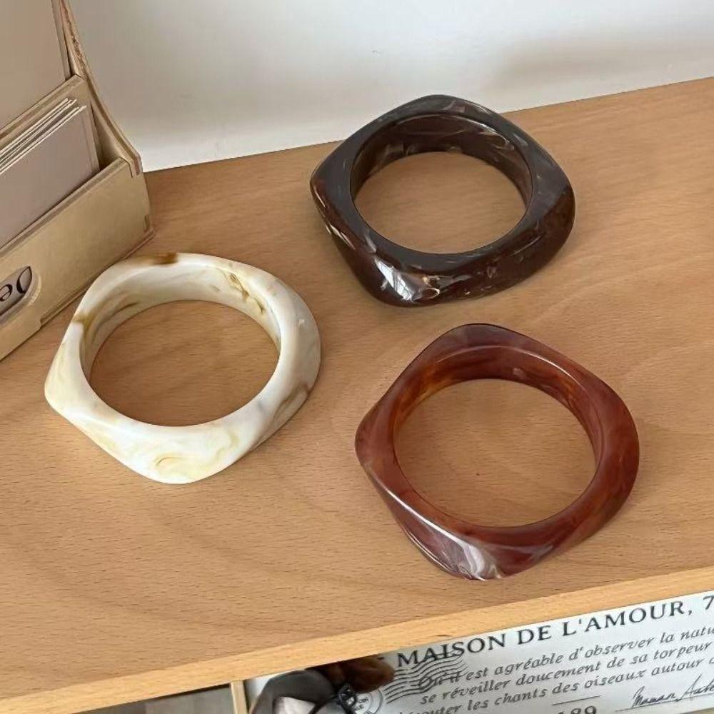 Smudging Acrylic Bangle Europe American Style Retro Hand Ring Irregular Wide Bracelet Decoration