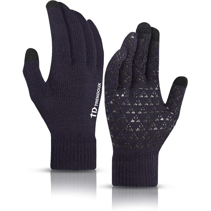 TRENDOUX Winter Gloves for Men Women - Upgraded Touch Screen Cold Weather Thermal Warm Knit Glove for Running Driving Hiking