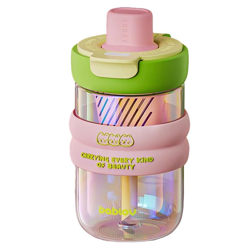 Huabansen High Borosilicate Glass Water Bottle with Straw