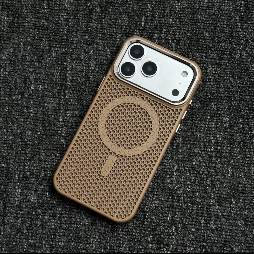 Honeycomb Mesh Heat Dissipation Metal Lens Case for iPhone 17 Pro Max - Apple 16 Magnetic 15 Compatible