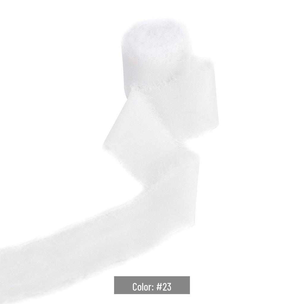 Handmade Pearl Chiffon Ribbon with Frayed Edges for Wedding Bouquets