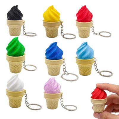 3D Printed Ice Cream Keychain Stress Relief Ice Cream Cone Sensory Fidget Key Ring Desk Toy Bag Backpack Purse